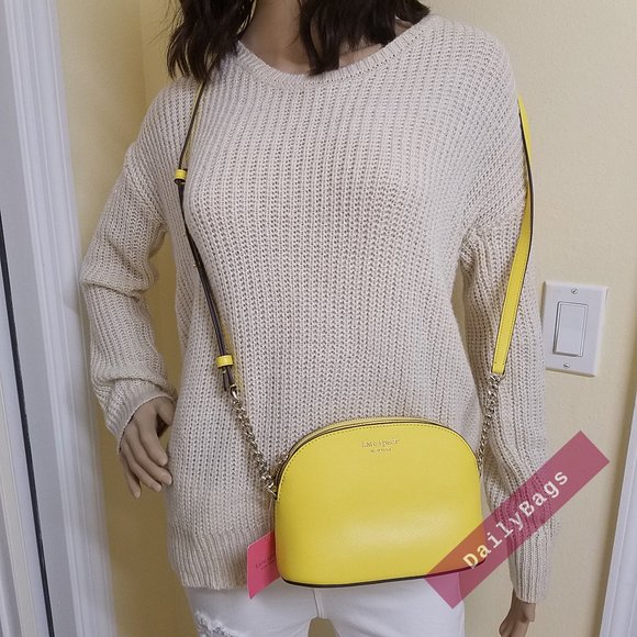 NWT KATE SPADE 100% AUTHENTIC SPENCER SMALL DOME CROSSBODY YELLOW SESAME - Picture 3 of 9